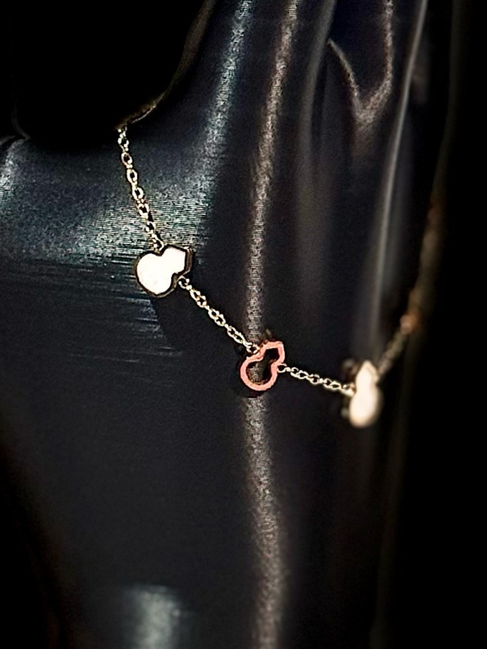 Delicate Gold Charm Bracelet - White Accents - Picture 3 of 5